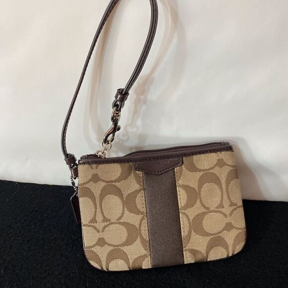 Coach Handbags - Coach Signature Wristlet Brown Canvas